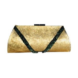 Suzanne's eBoutique - Genuine Raw Emerald Plated in 24K Gold ~ OOAK Clutch Purse