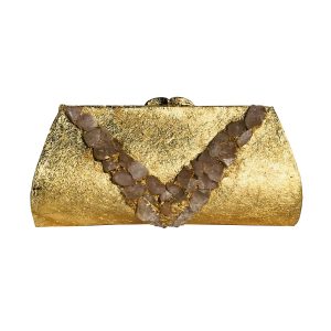 Suzanne's eBoutique - Raw Rose Quartz Chunks 24K Plated in Gold ~ OOAK Clutch Purse