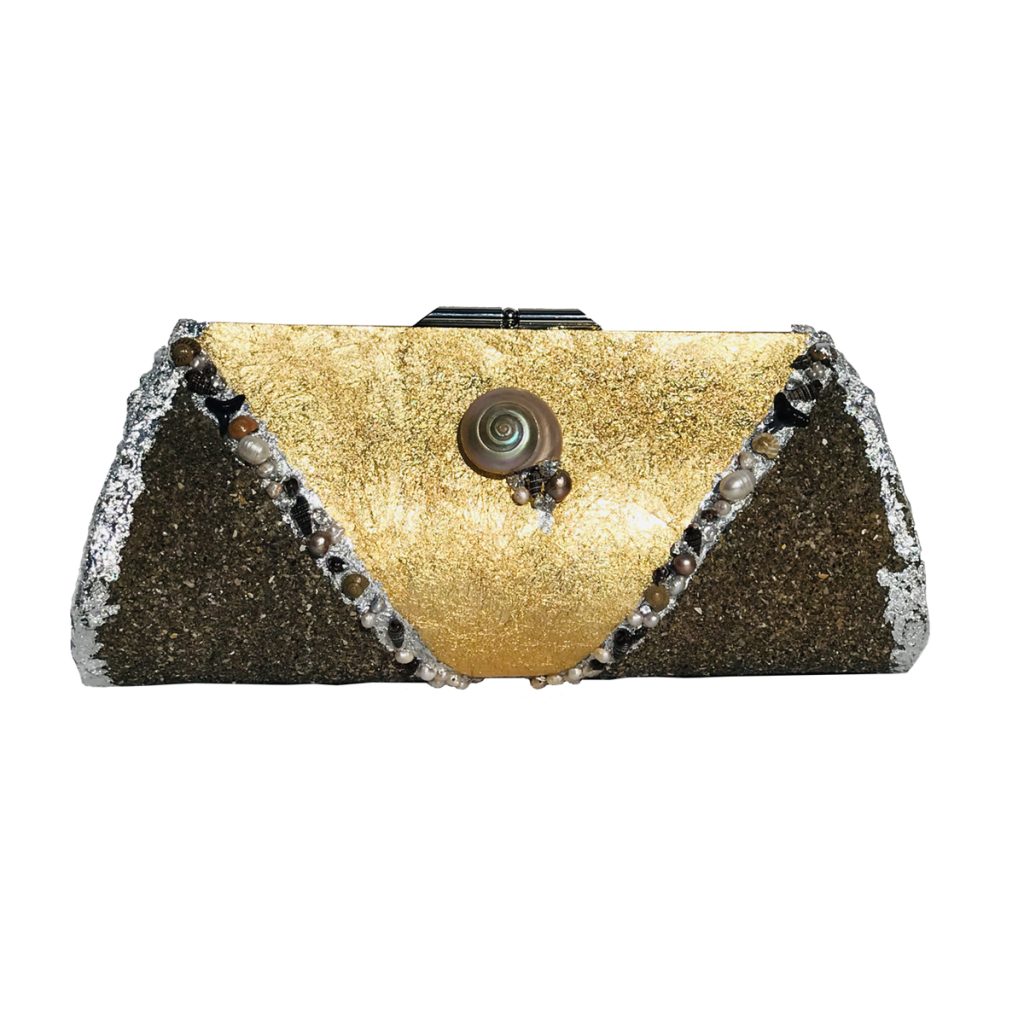 Suzanne's eBoutique - Nautilus Sea Shell Shark Teeth Plated in 24K Gold & Sterling Silver ~ OOAK Clutch Purse