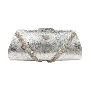 Suzanne's eBoutique - Raw Rose Quartz Chunks Plated in Sterling Silver ~ OOAK Clutch Purse