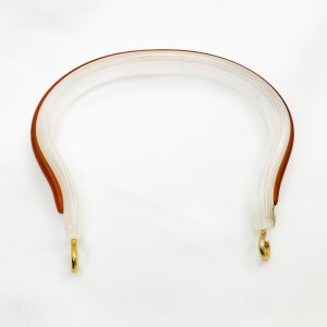White w/ Brown Acrylic Plastic Purse Round/U-Shaped Handle DIY