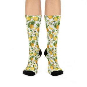 Tropical Pineapple Fruit Print Cushioned Crew Socks (S.e.P.T.™)
