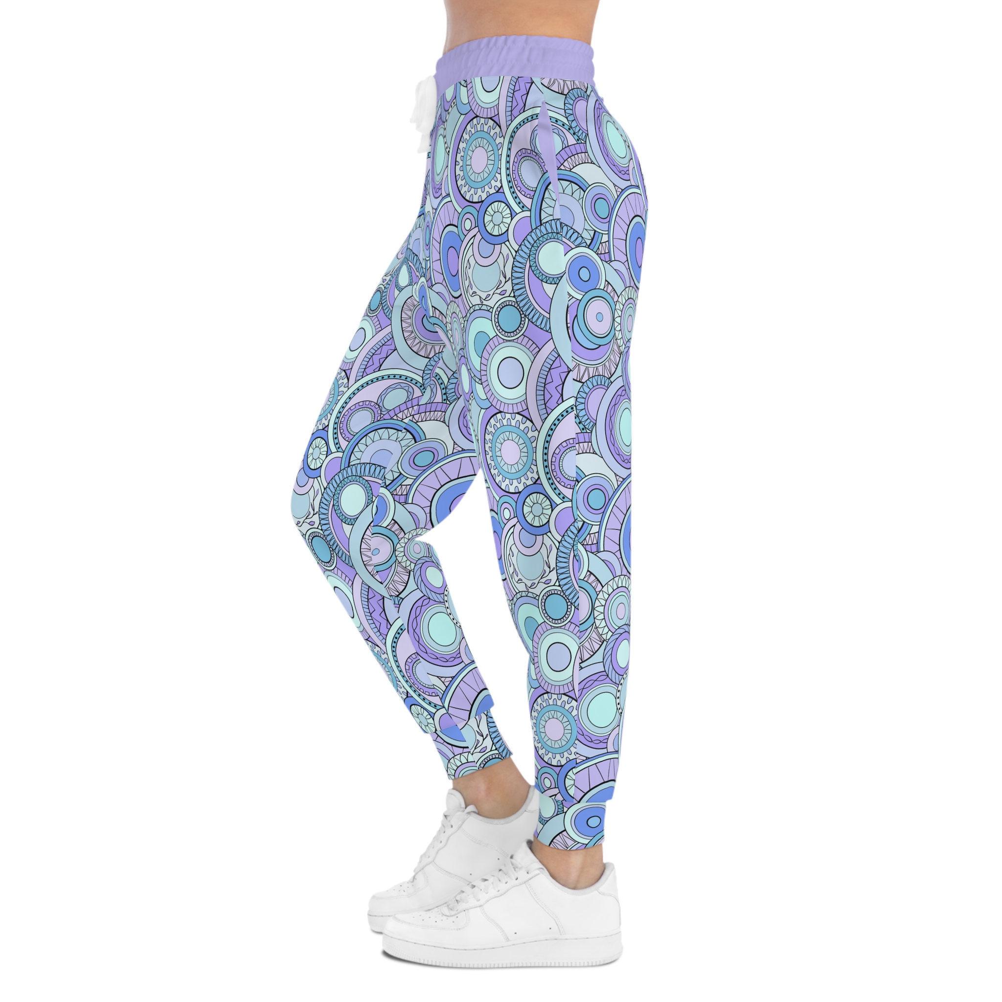 Lavender Groovy Swirl Mandala Print Athletic Joggers (S.e.P.T.™)