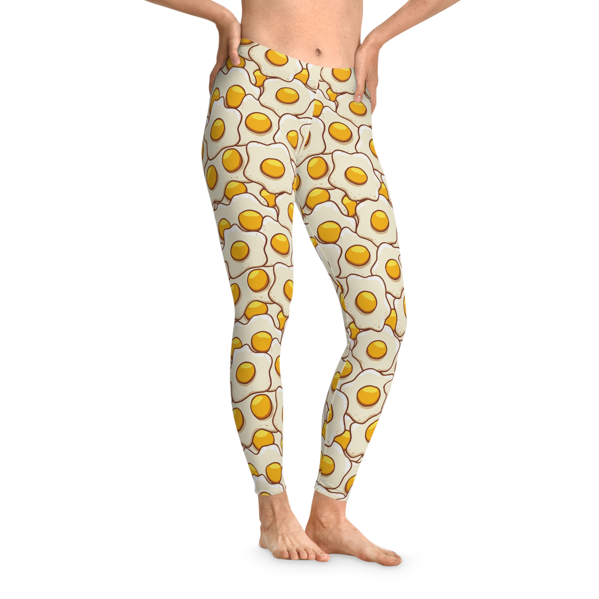 Sunny Side Up Fried Egg Pattern Novelty Stretchy Leggings (S.e.P.T.™)