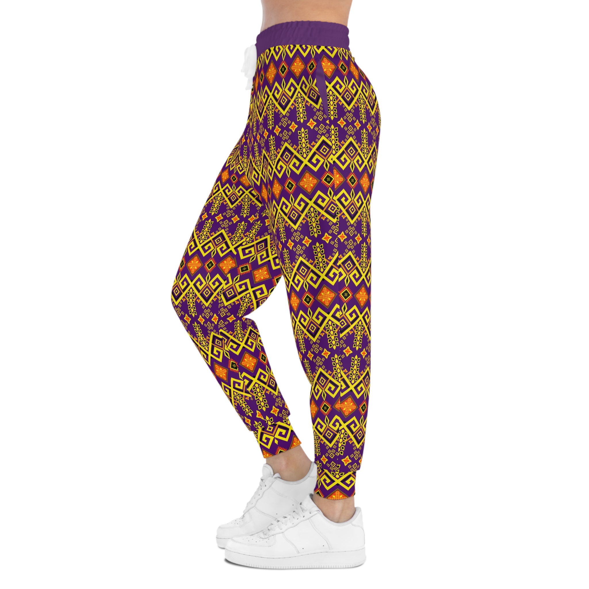 Tribal Maze Geometric Gold & Purple Print Athletic Joggers (S.e.P.T.™)