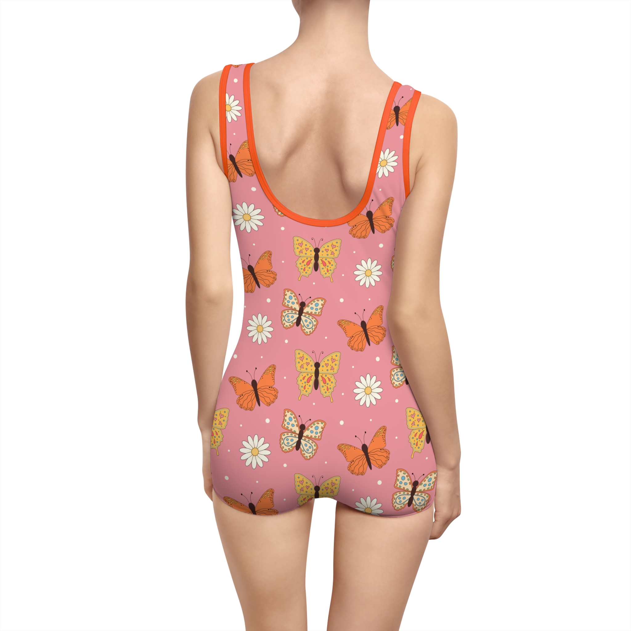 70s Retro Groovy Butterfly & Daisy Women's Vintage Swimsuit (S.e.P.T.™)