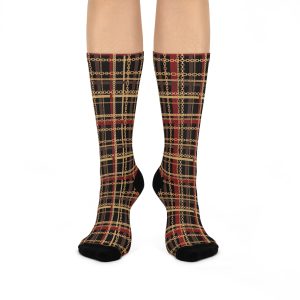Regal Tartan Chain Plaid Print Cushioned Crew Socks (S.e.P.T.™)