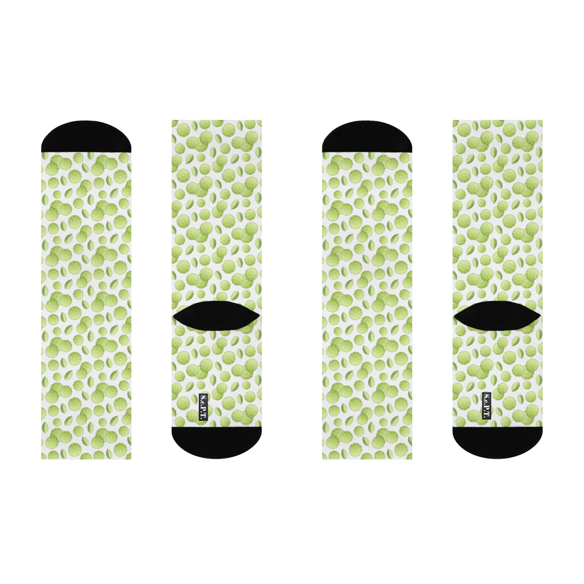 Fresh Lime Slices Pop Art Novelty Cushioned Crew Socks (S.e.P.T.™)