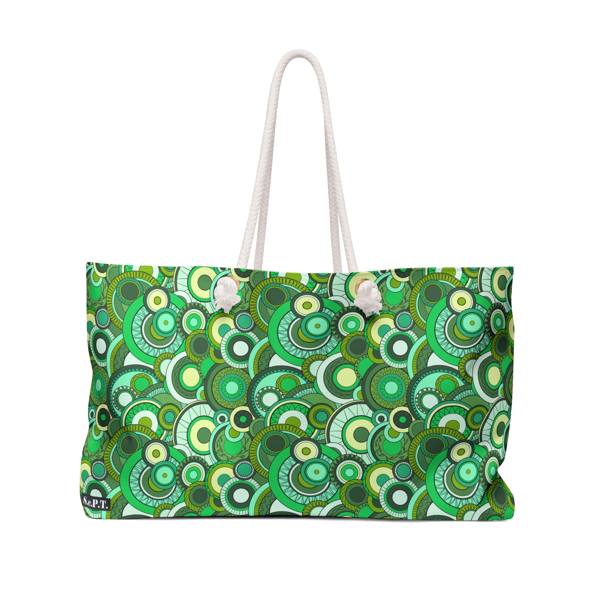Green Groovy Swirl Mandala Print Weekender Bag (S.e.P.T.™)