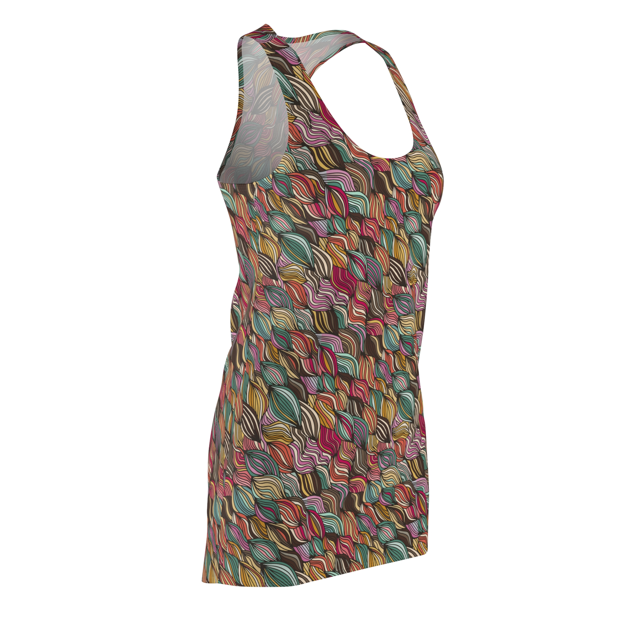 Abstract Wavy Lines Geometric Print Women's Racerback Dress (S.e.P.T.™)