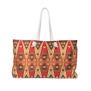 Bohemian Fiery Orange Geometric Pattern Weekender Bag (S.e.P.T.™)