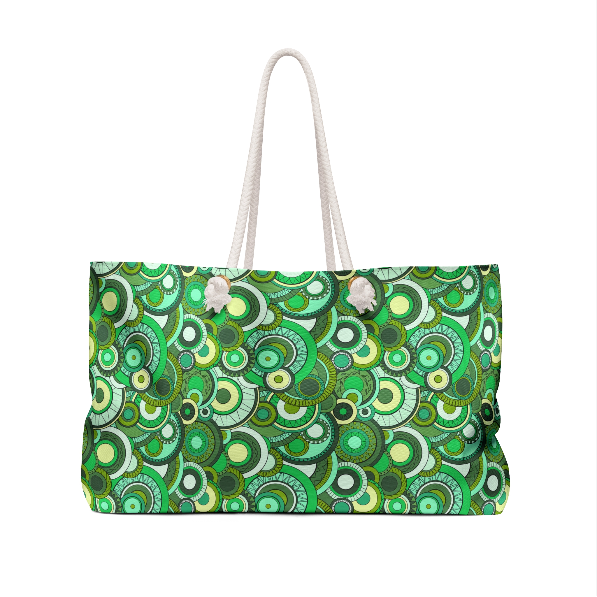 Green Groovy Swirl Mandala Print Weekender Bag (S.e.P.T.™)