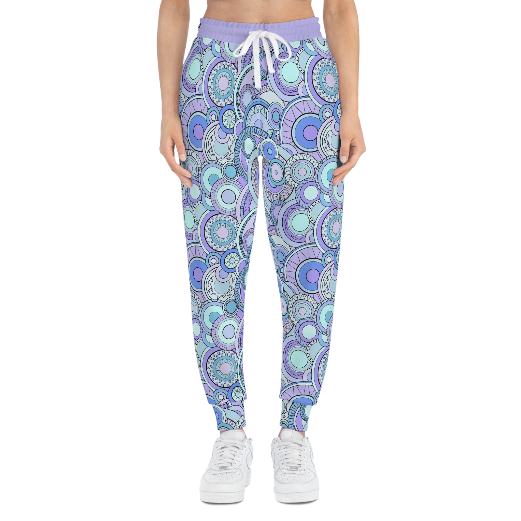 Lavender Groovy Swirl Mandala Print Athletic Joggers (S.e.P.T.™)