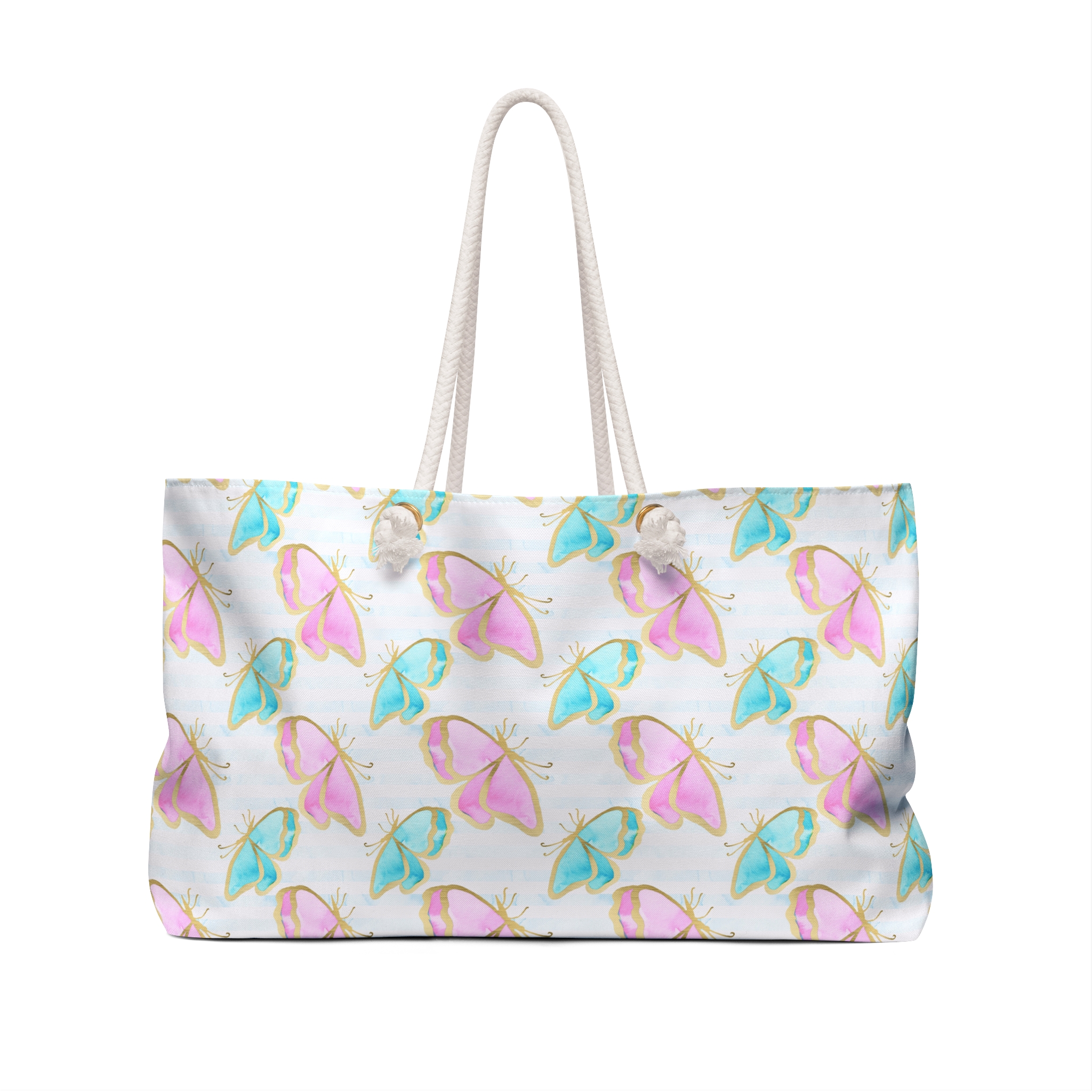 Pastel Gold Trim Butterfly Print Weekender Bag (S.e.P.T.™)