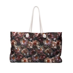 Romantic Antique Rose Botanical Print Black Weekender Bag (S.e.P.T.™)