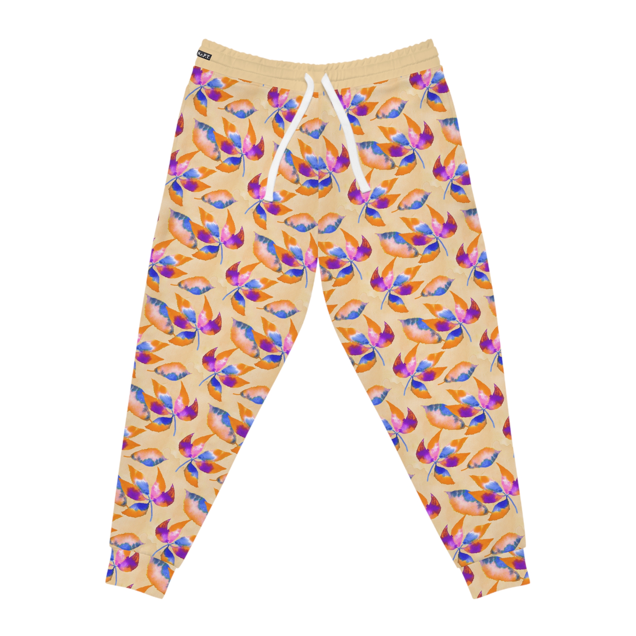 Watercolor Floral Leaf Abstract Print Athletic Joggers (S.e.P.T.™)