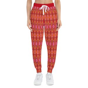Bohemian Bright Fuchsia & Orange Geometric Gold Pockets Athletic Joggers (S.e.P.T.™)