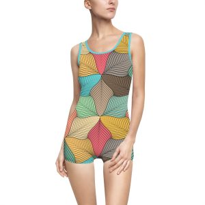 Mid-Century Modern Wavy Abstract Print #2 Women's Vintage Swimsuit (S.e.P.T.™)