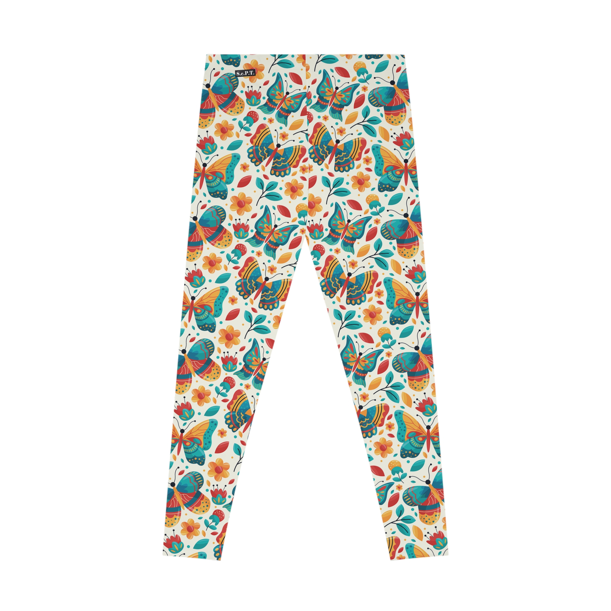 Whimsical Retro Butterfly Garden Print Stretchy Leggings (S.e.P.T.™)