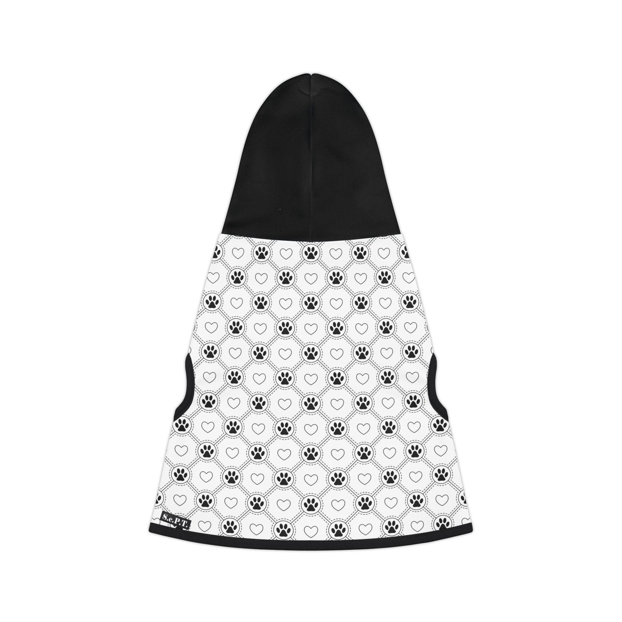 Black & White Heart & Paw Print Cat & Dog Pet Hoodie - (S.e.P.T.™)