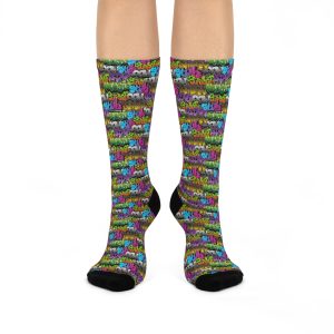 Urban Graffiti Wall Print Cushioned Crew Socks (S.e.P.T.™)
