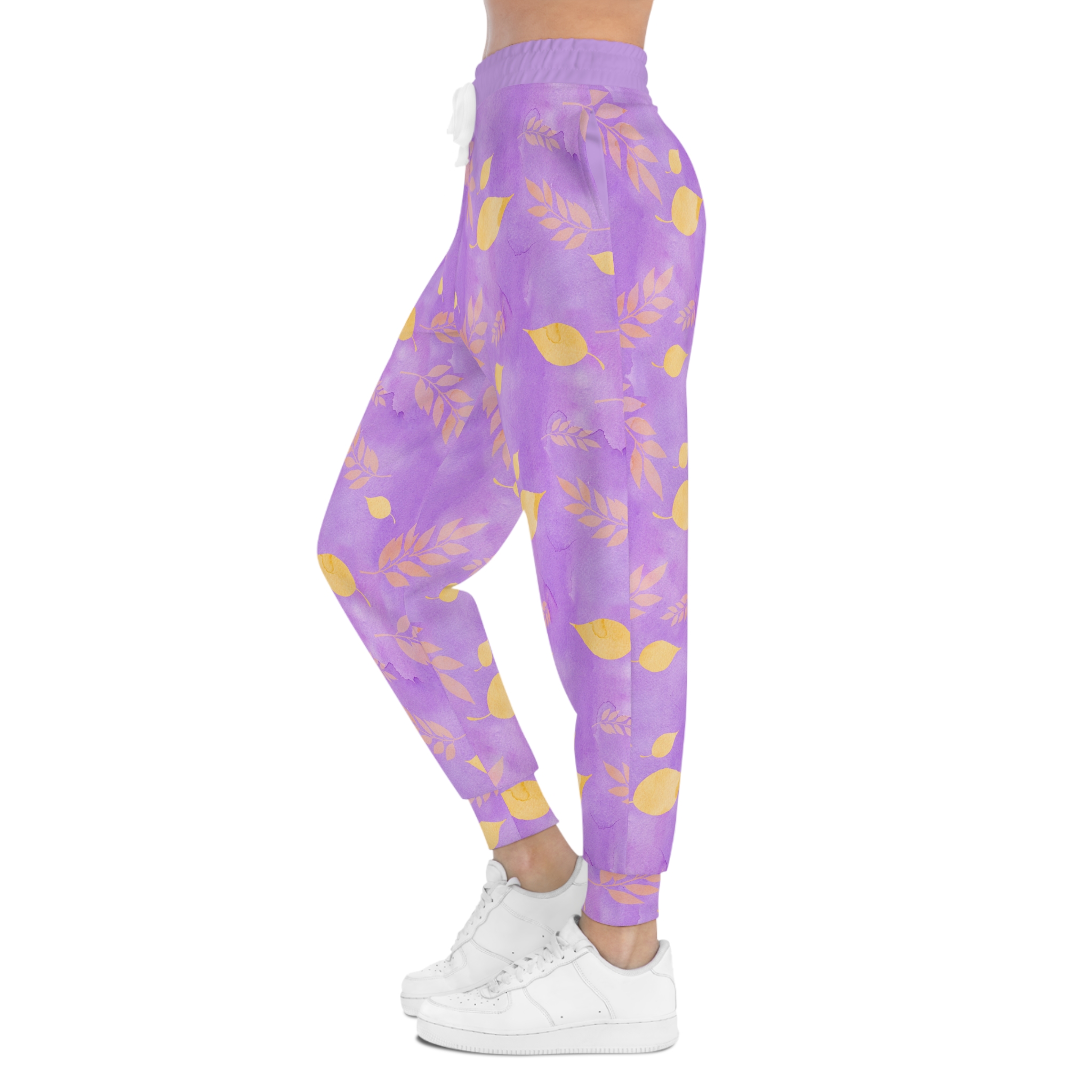 Lavender Watercolor Floral Leaf Abstract Print Athletic Joggers (S.e.P.T.™)