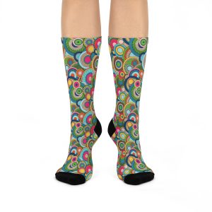 Groovy Swirl Mandala Print #2 Cushioned Crew Socks (S.e.P.T.™)