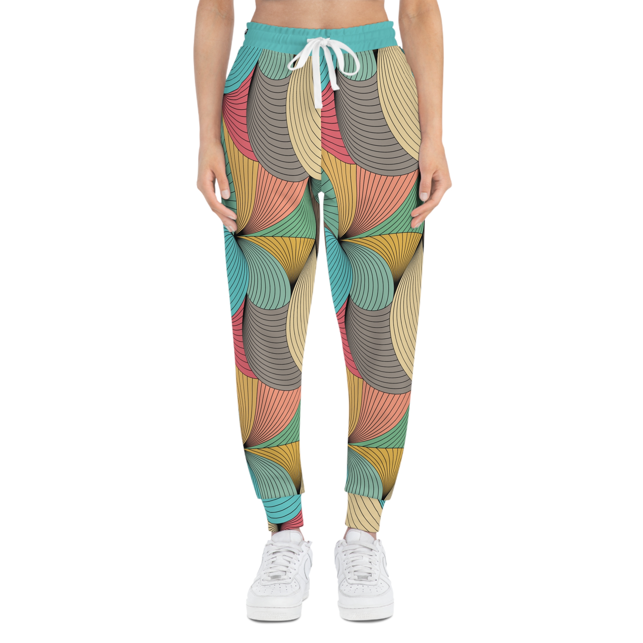 Mid-Century Modern Wavy Abstract Print #1 Athletic Joggers (S.e.P.T.™)