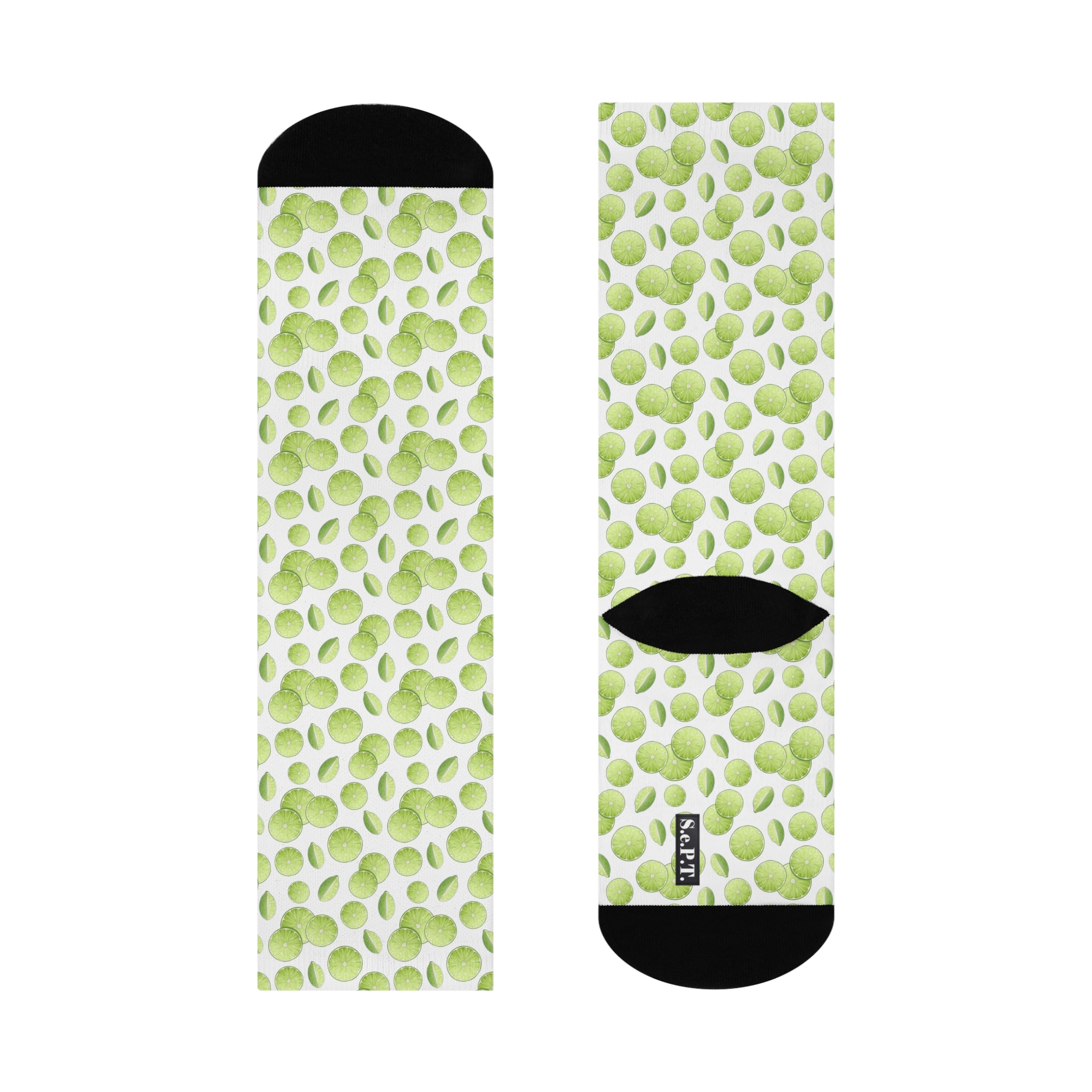Fresh Lime Slices Pop Art Novelty Cushioned Crew Socks (S.e.P.T.™)