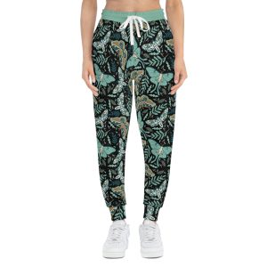 Dark Moody Teal Butterfly & Botanical Athletic Joggers (S.e.P.T.™)