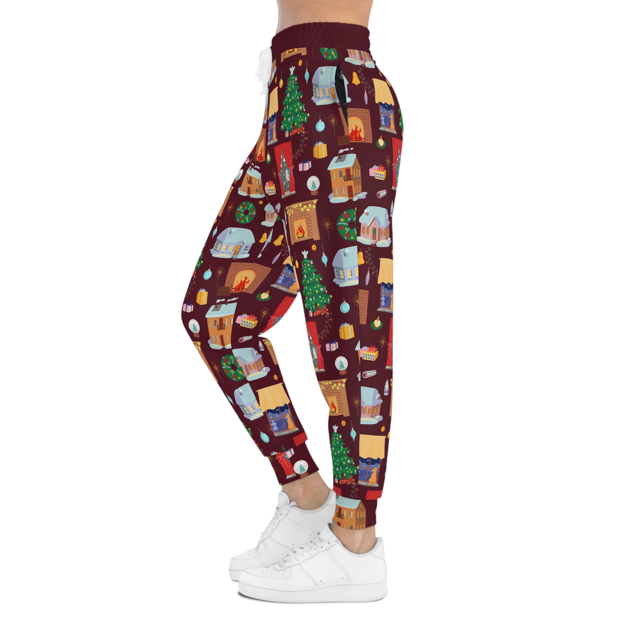 Cozy Christmas Village Holiday Print w/Treasure Pockets™ Athletic Joggers (S.e.P.T.™)