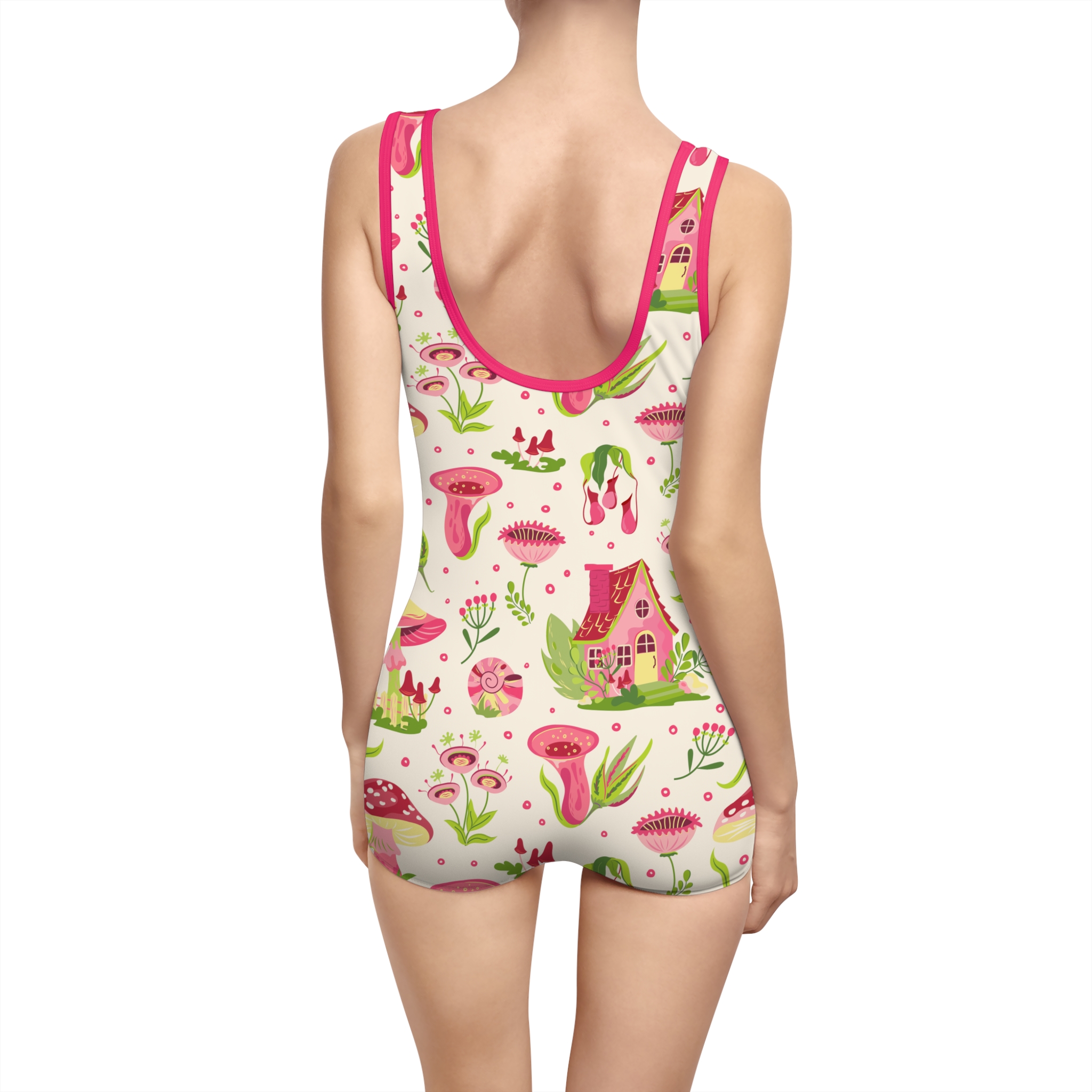 Pink Fairy House & Mushroom Women's Vintage Swimsuit (S.e.P.T.™)