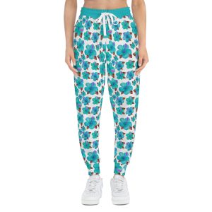 Caribbean Blue Hibiscus Floral Print Athletic Joggers (S.e.P.T.™)