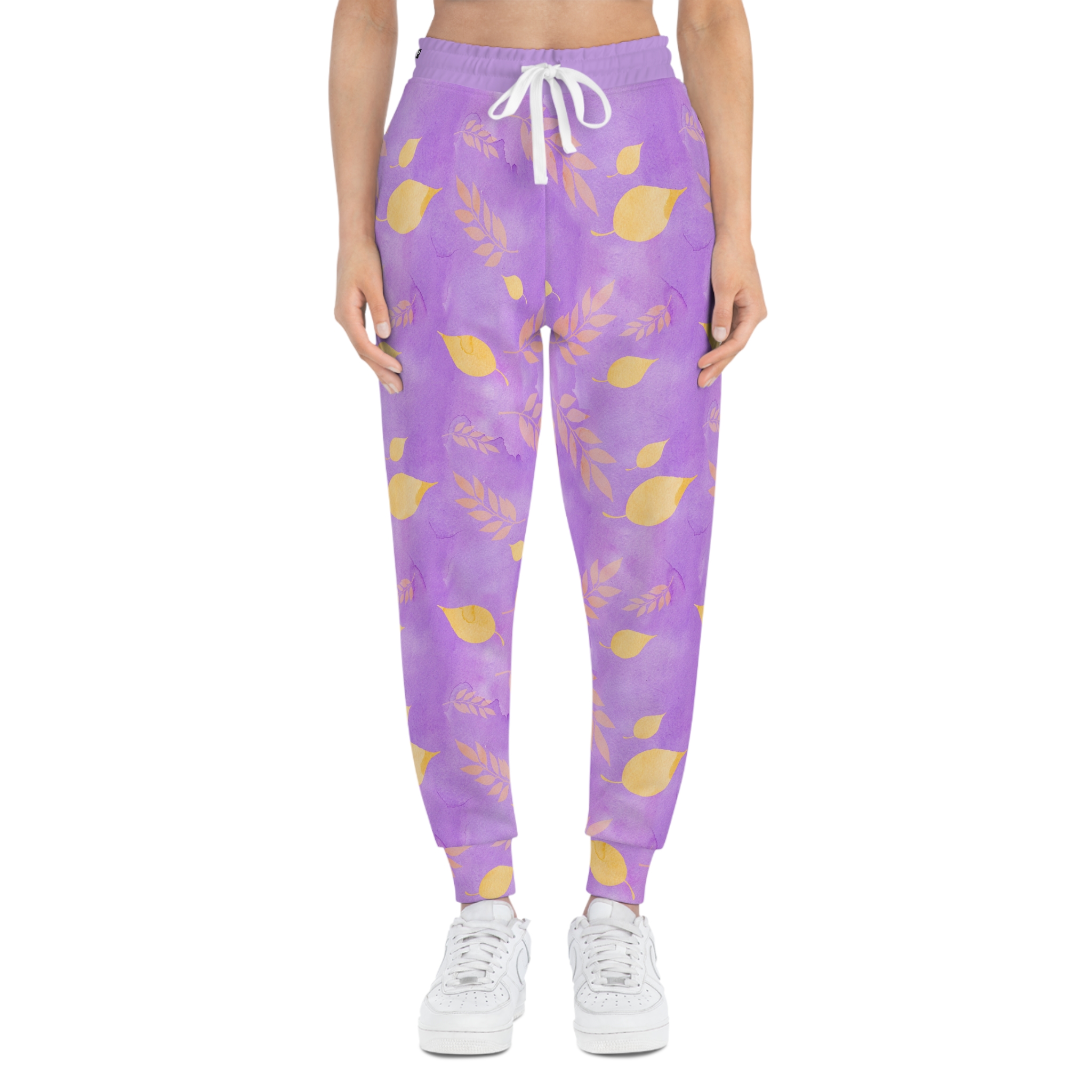 Lavender Watercolor Floral Leaf Abstract Print Athletic Joggers (S.e.P.T.™)