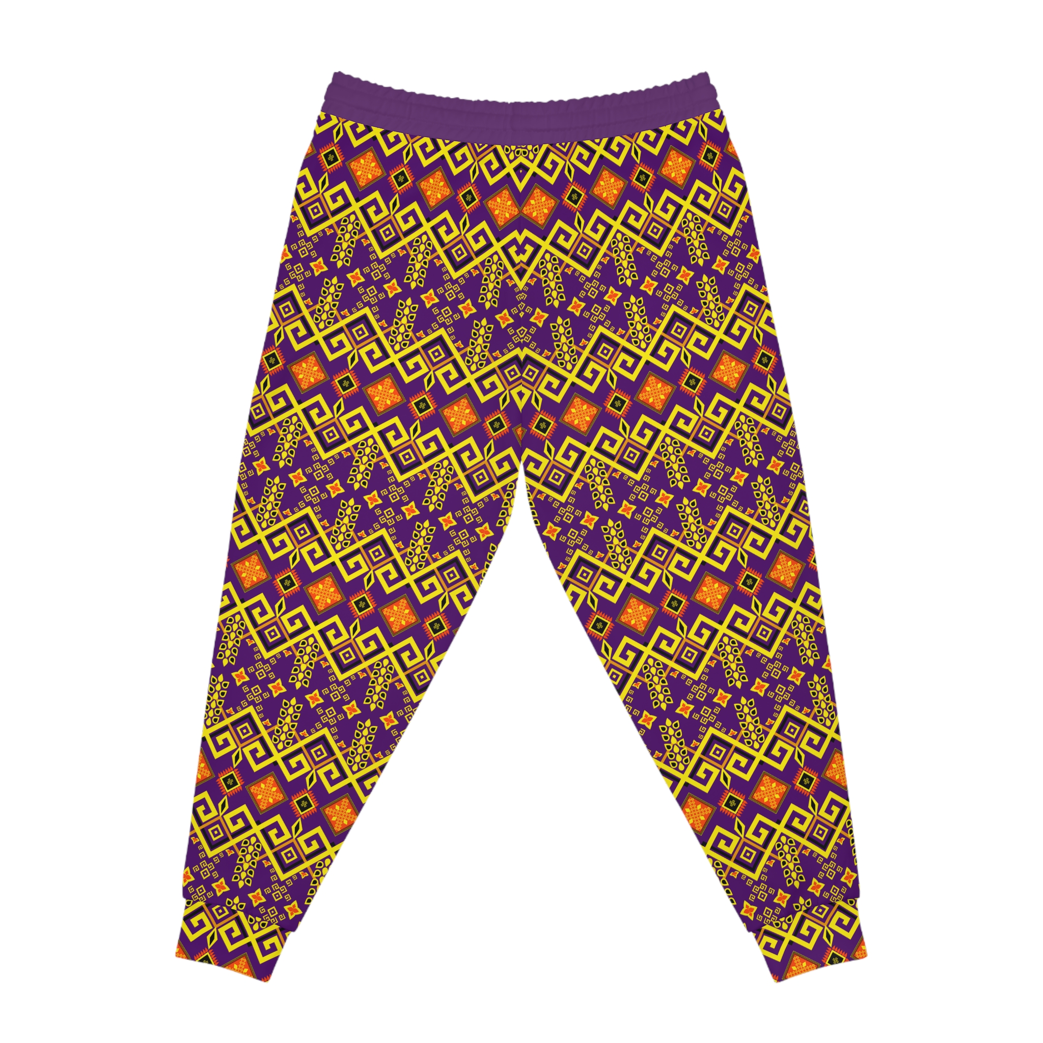 Tribal Maze Geometric Gold & Purple Print Athletic Joggers (S.e.P.T.™)