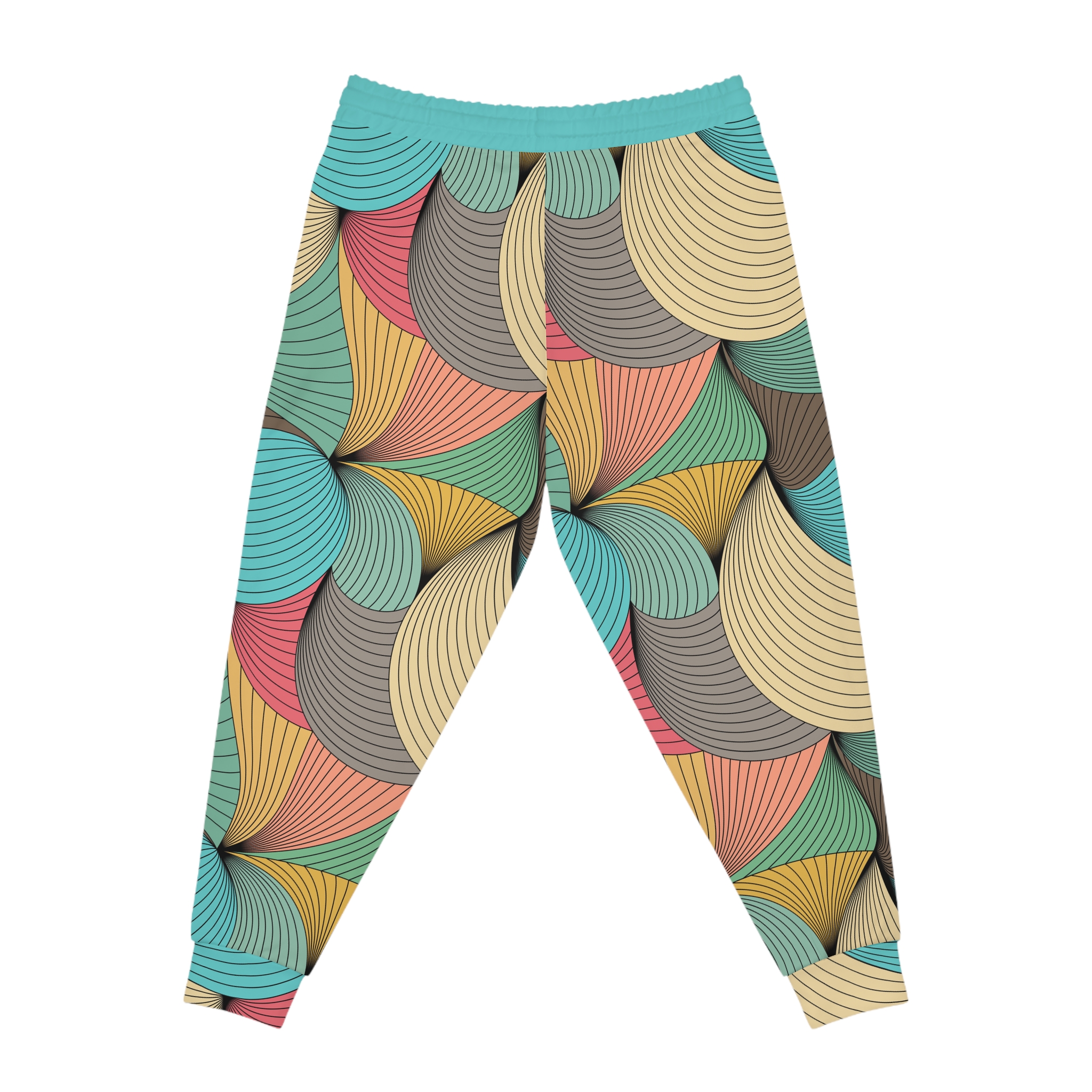 Mid-Century Modern Wavy Abstract Print #1 Athletic Joggers (S.e.P.T.™)