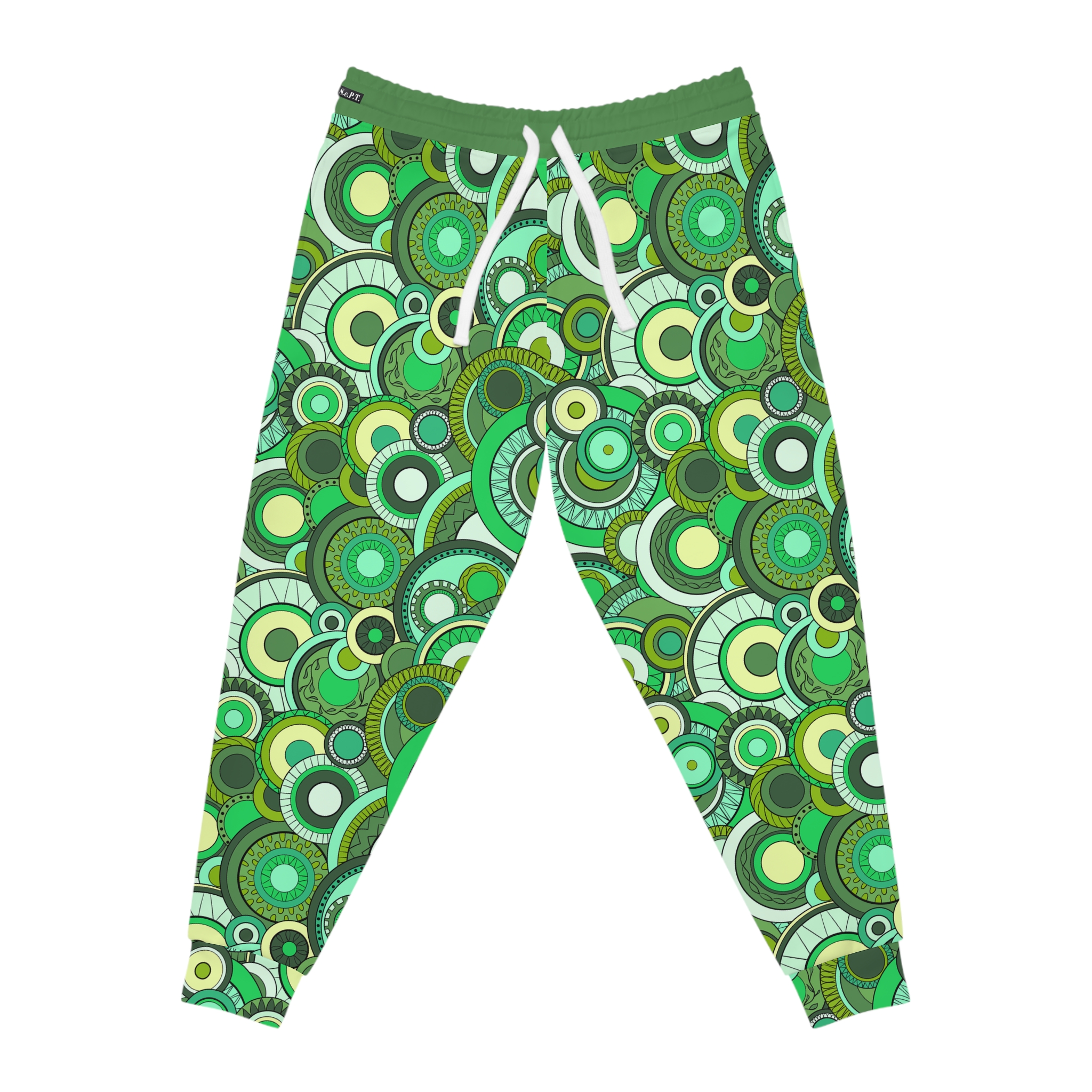 Green Groovy Swirl Mandala Print Athletic Joggers (S.e.P.T.™)