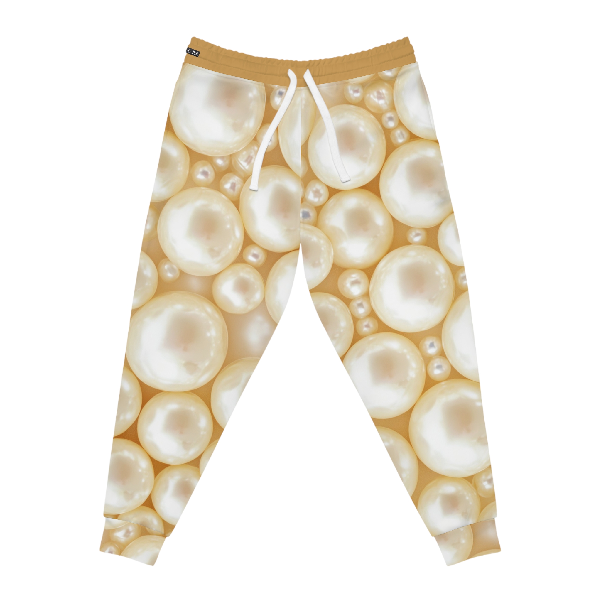 Elegant Ivory Pearl Bead Texture Print w/Treasure Pockets™ Athletic Joggers (S.e.P.T.™)