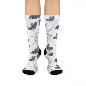 Flying Bats & Spiderweb Pattern Cushioned Crew Socks (S.e.P.T.™)