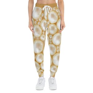 Elegant Ivory Pearl Bead Texture Print w/Treasure Pockets™ Athletic Joggers (S.e.P.T.™)
