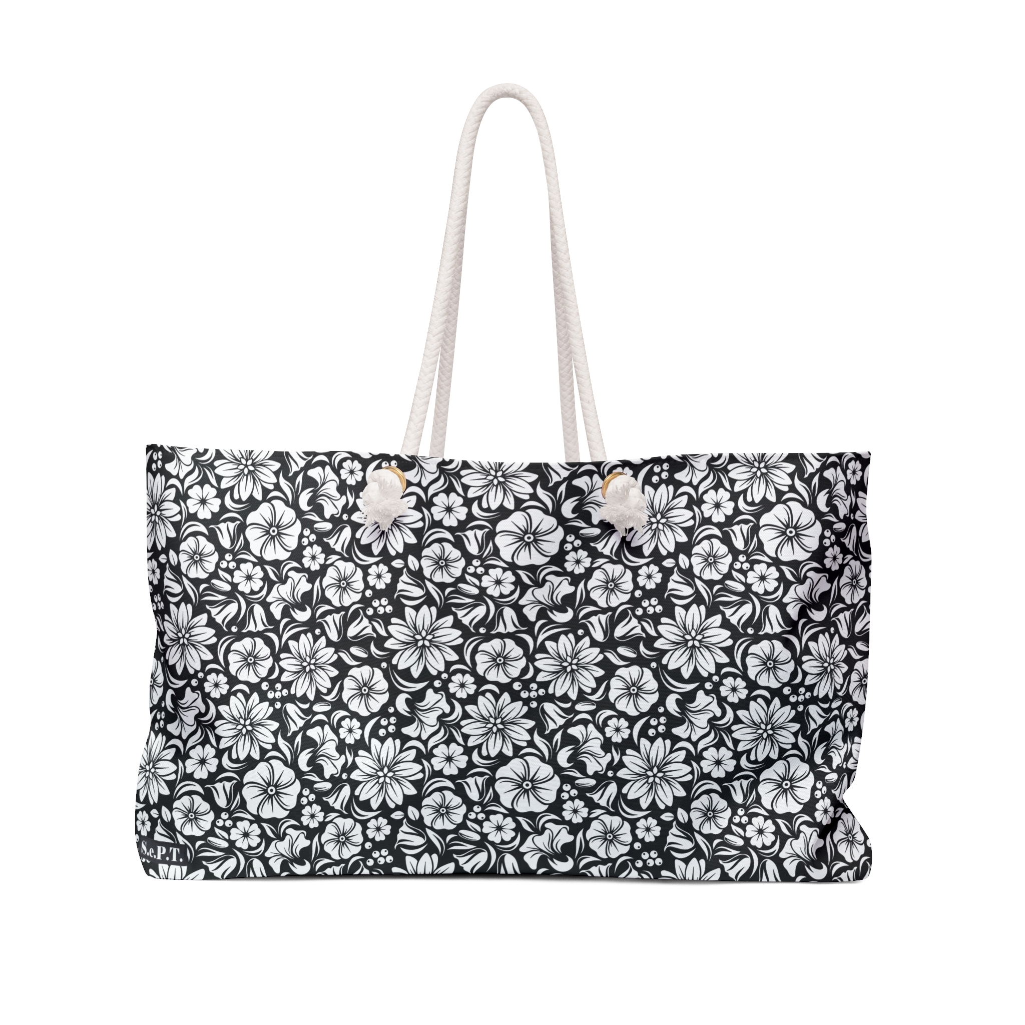 Elegant Black & White Toile Floral Print Weekender Bag (S.e.P.T.™)