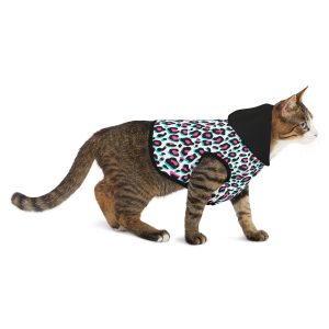 Fuchsia & Aqua Leopard Print Cat & Dog Pet Hoodie - (S.e.P.T.™)