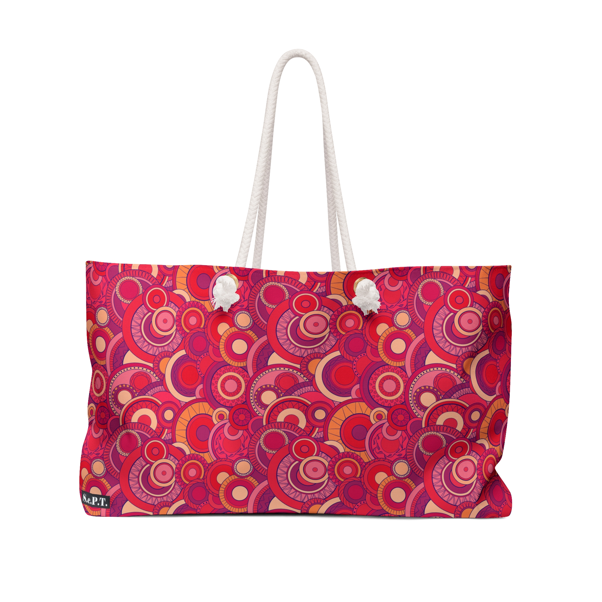 Bright Fuchsia Groovy Swirl Mandala Print Weekender Bag (S.e.P.T.™)