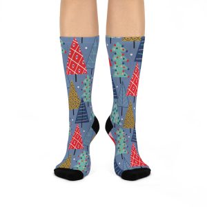 Blue Holiday Cheer Cushioned Crew Socks (S.e.P.T.™)