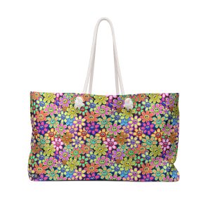 Groovy Multi-Color Smiling Daisy Print Weekender Bag (S.e.P.T.™)