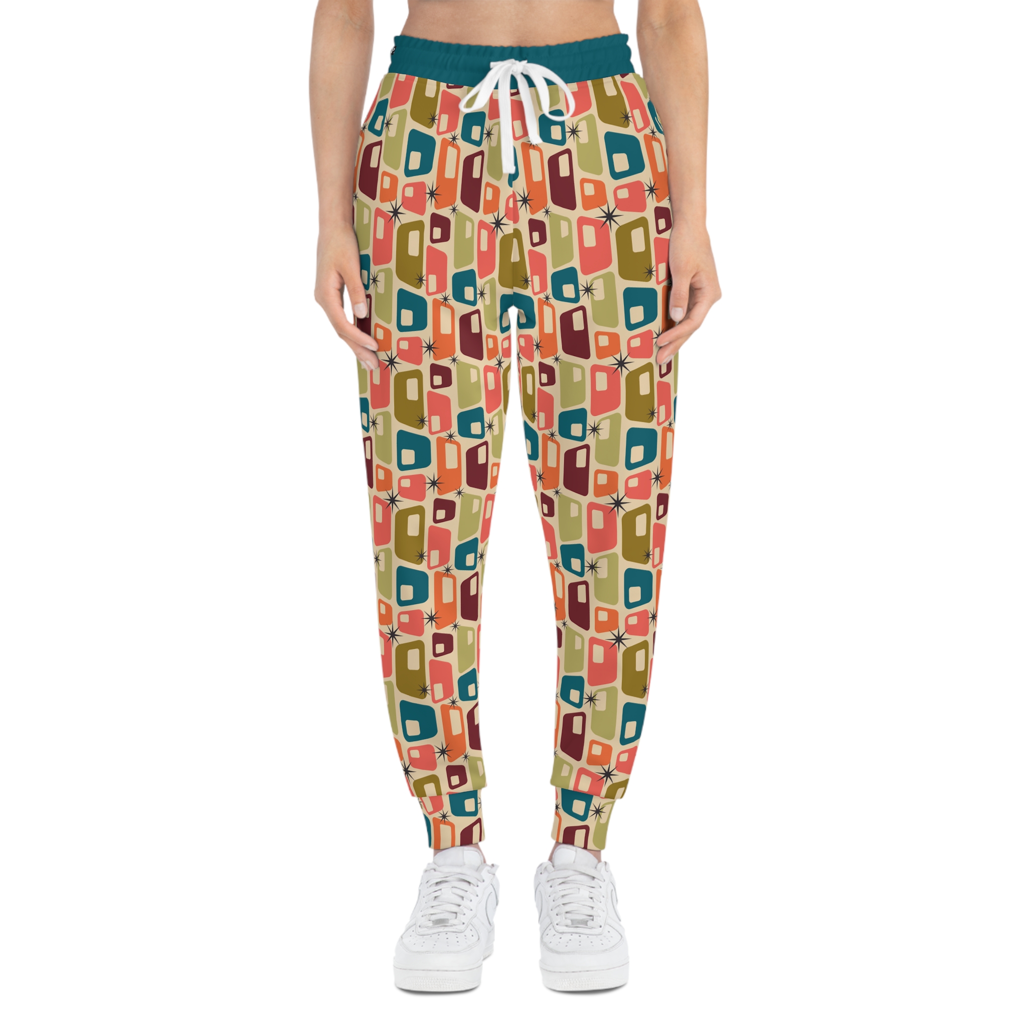 Mid-Century Atomic Retro Squares Print Athletic Joggers (S.e.P.T.™)