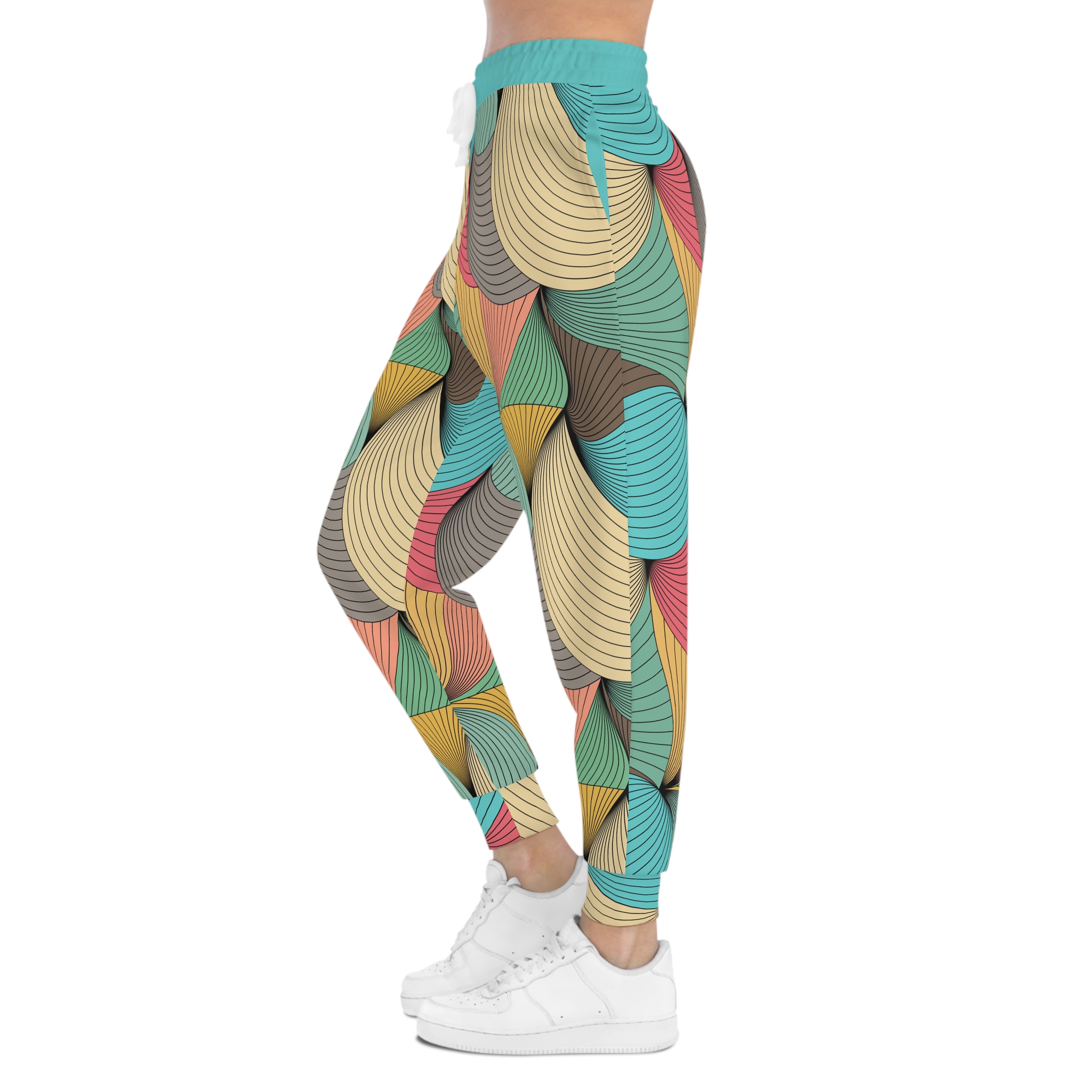 Mid-Century Modern Wavy Abstract Print #1 Athletic Joggers (S.e.P.T.™)