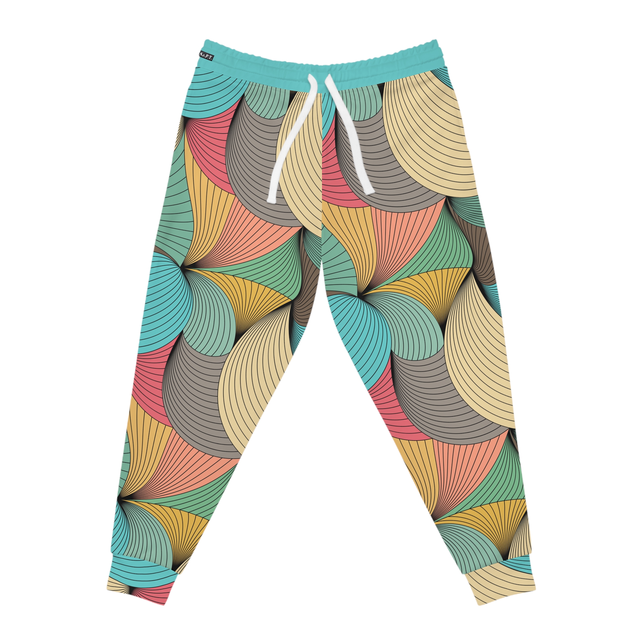 Mid-Century Modern Wavy Abstract Print #1 Athletic Joggers (S.e.P.T.™)