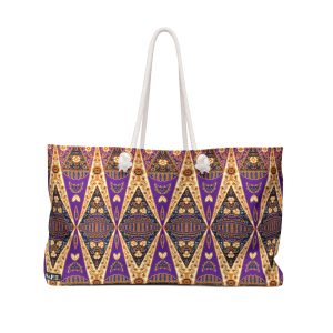 Bohemian Regal Purple and Tan Geometric Pattern Weekender Bag (S.e.P.T.™)