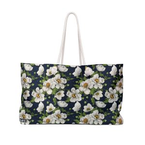 Elegant White Magnolia Floral Print Weekender Bag (S.e.P.T.™)